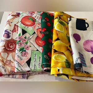 Quilting Fabric Sewing Crafts Fruits Apple Lemon Peach Seashells Cotton